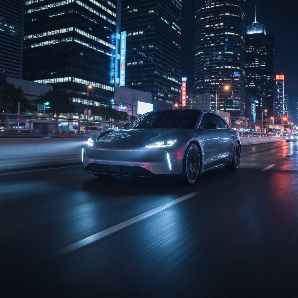 Carro dirigindo à noite